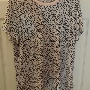 Women’s Short Sleeve Animal Print Tee - Cream/Black